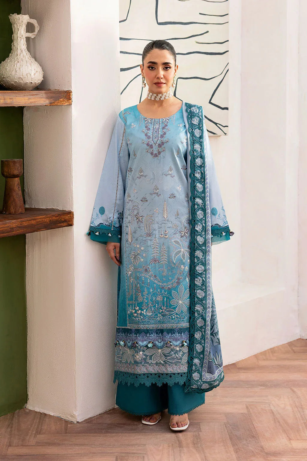 Ramsha | Mashaal Luxury Lawn |  L-1406 - Aqsa Fabrics