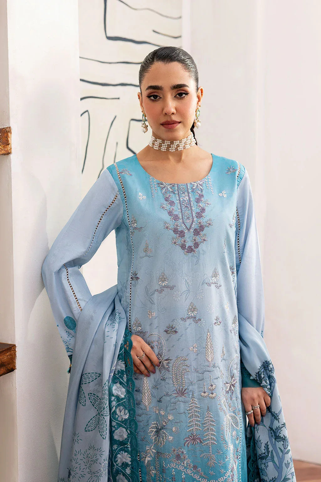 Ramsha | Mashaal Luxury Lawn |  L-1406 - Aqsa Fabrics