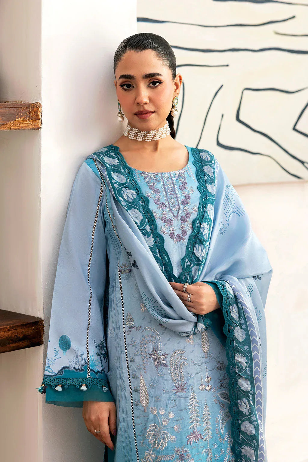 Ramsha | Mashaal Luxury Lawn |  L-1406 - Aqsa Fabrics