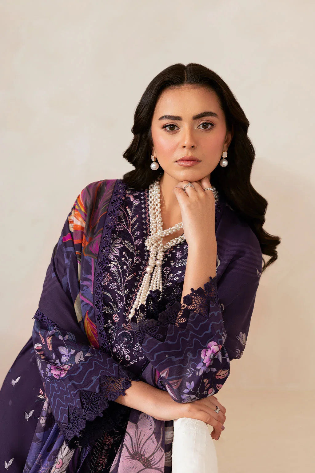 Ramsha | Mashaal Luxury Lawn | L-1401 - Aqsa Fabrics