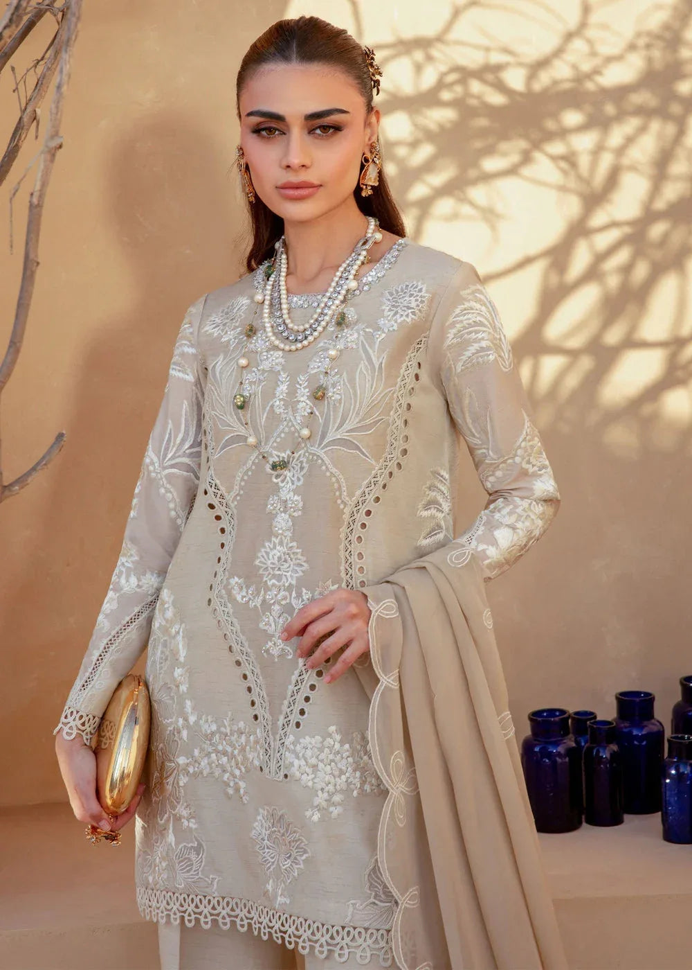 Saira Shakira | Rosea Casual Pret 25 | Latte Glow - Aqsa Fabrics