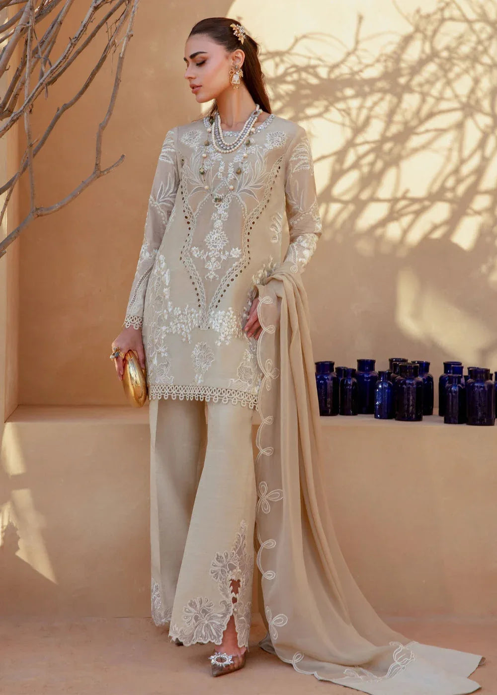 Saira Shakira | Rosea Casual Pret 25 | Latte Glow - Aqsa Fabrics
