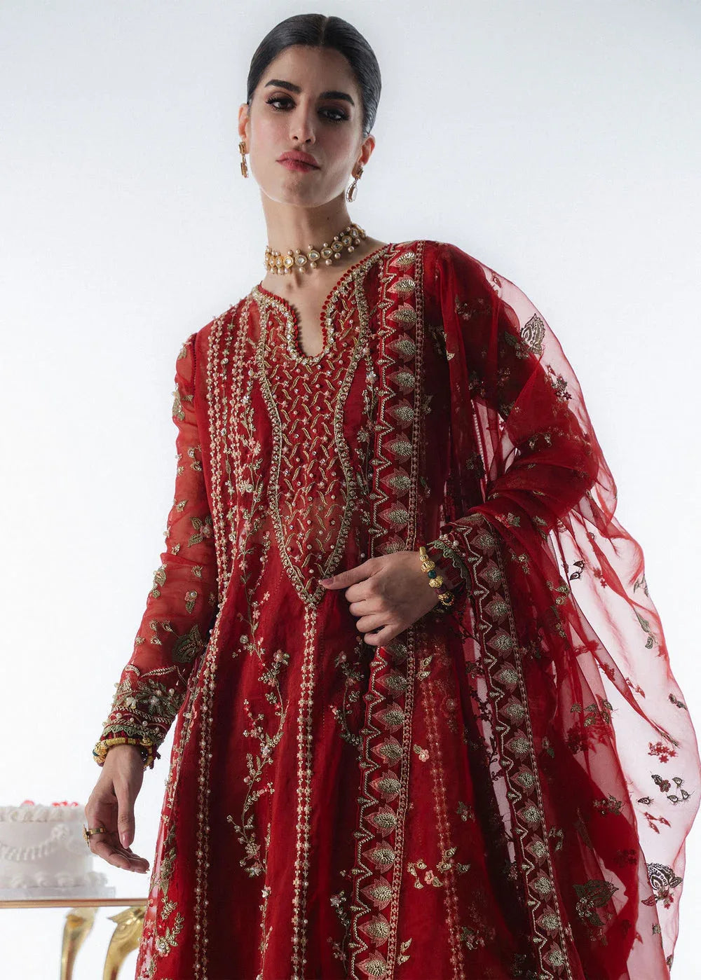 Sadaf Fawad Khan | Festive 25 | Scarlet - Aqsa Fabrics