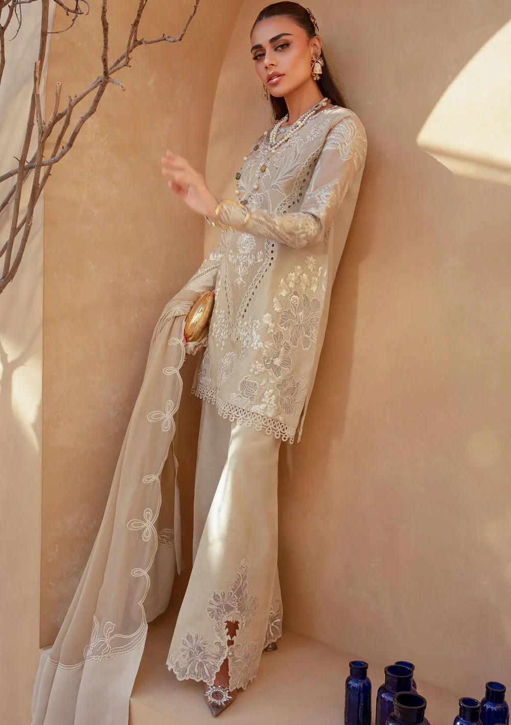 Saira Shakira | Rosea Casual Pret 25 | Latte Glow - Aqsa Fabrics