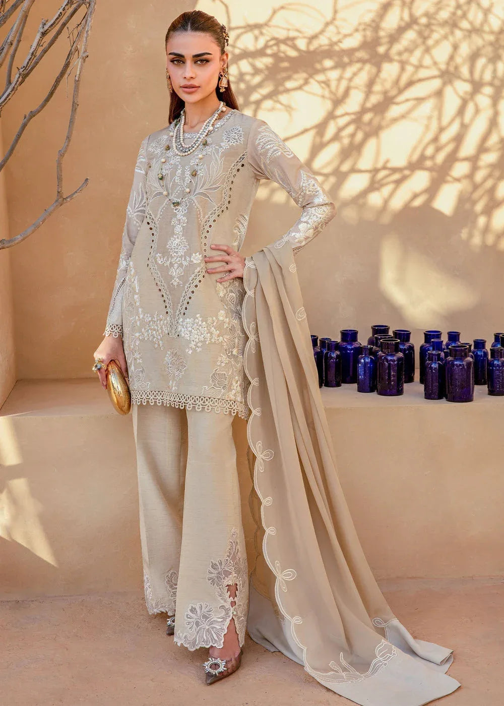 Saira Shakira | Rosea Casual Pret 25 | Latte Glow - Aqsa Fabrics