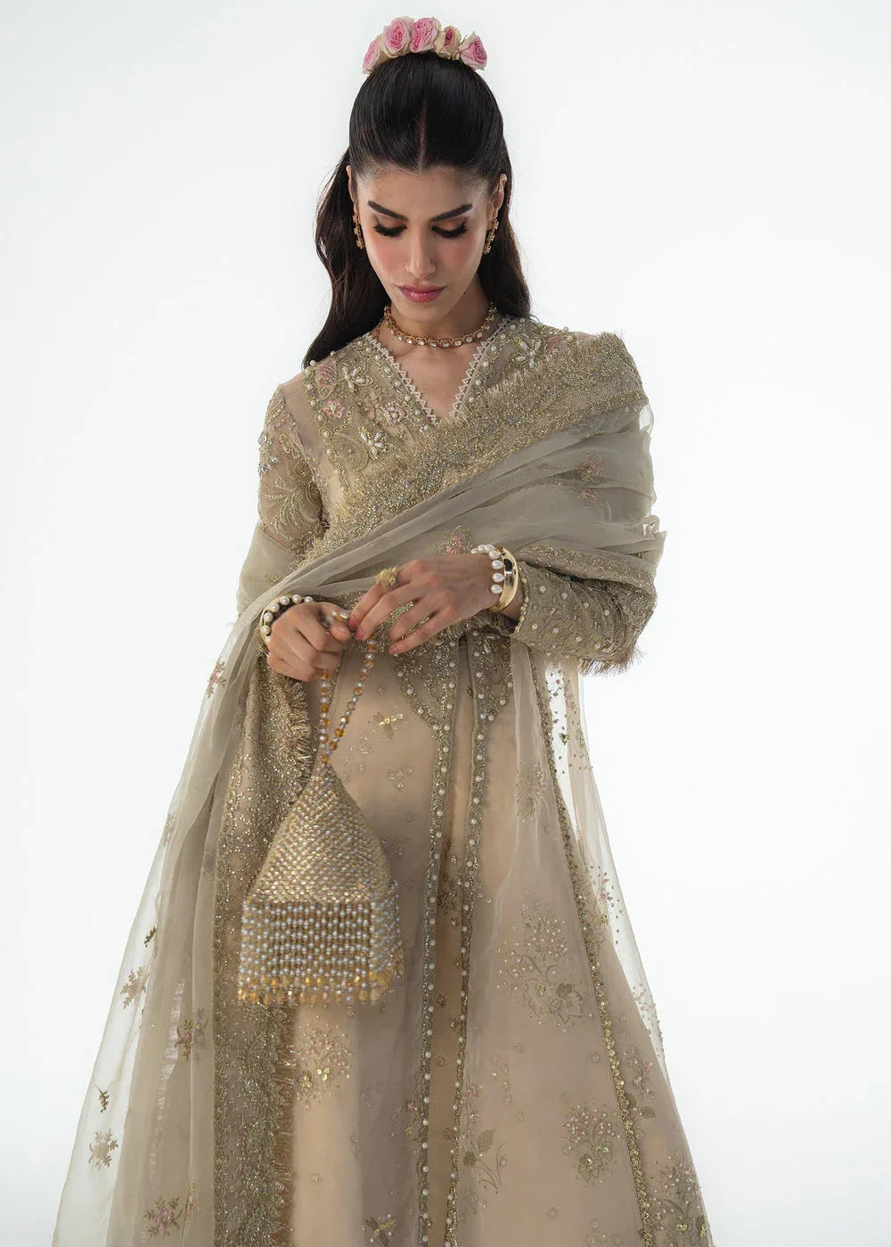 Sadaf Fawad Khan | Festive 25 | Ivory Celeste - Aqsa Fabrics