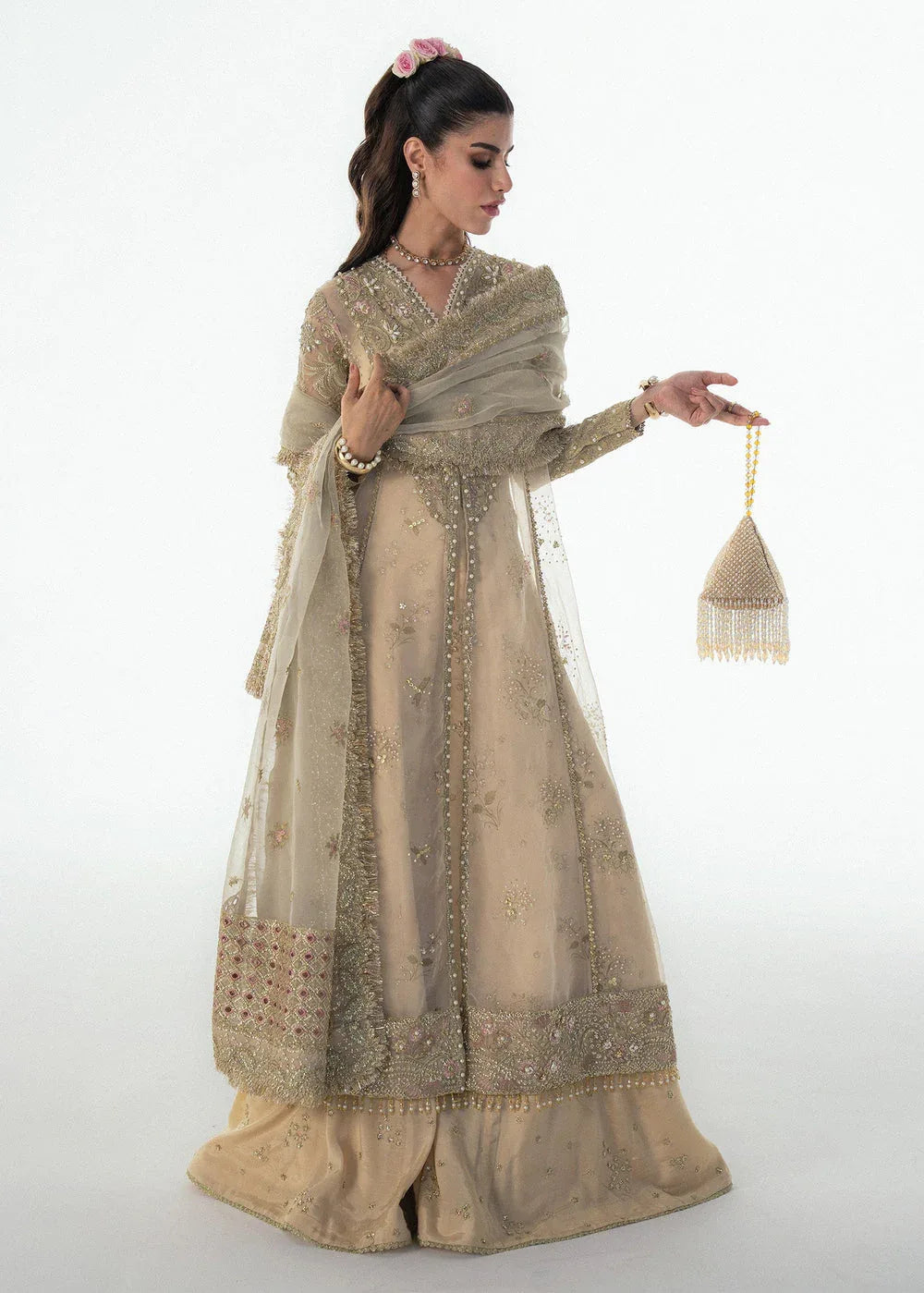 Sadaf Fawad Khan | Festive 25 | Ivory Celeste - Aqsa Fabrics