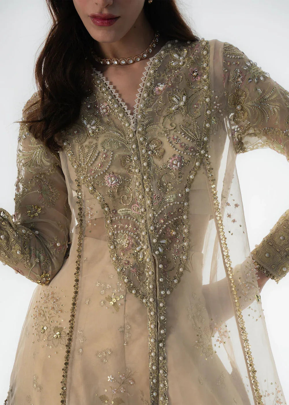 Sadaf Fawad Khan | Festive 25 | Ivory Celeste - Aqsa Fabrics