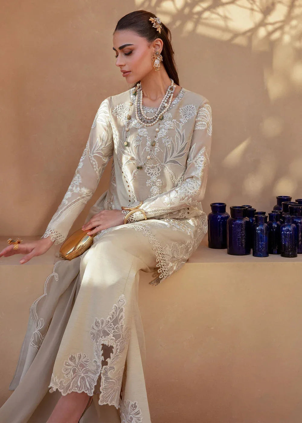 Saira Shakira | Rosea Casual Pret 25 | Latte Glow - Aqsa Fabrics