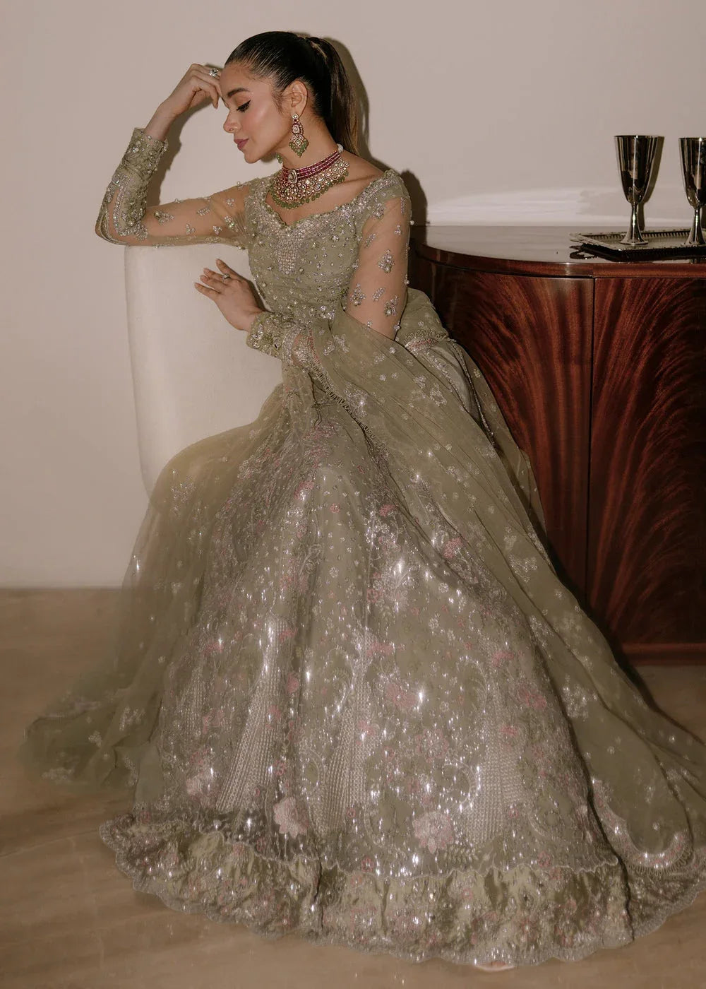 Sadaf Fawad Khan | Festive 25 | Seafoam - Aqsa Fabrics