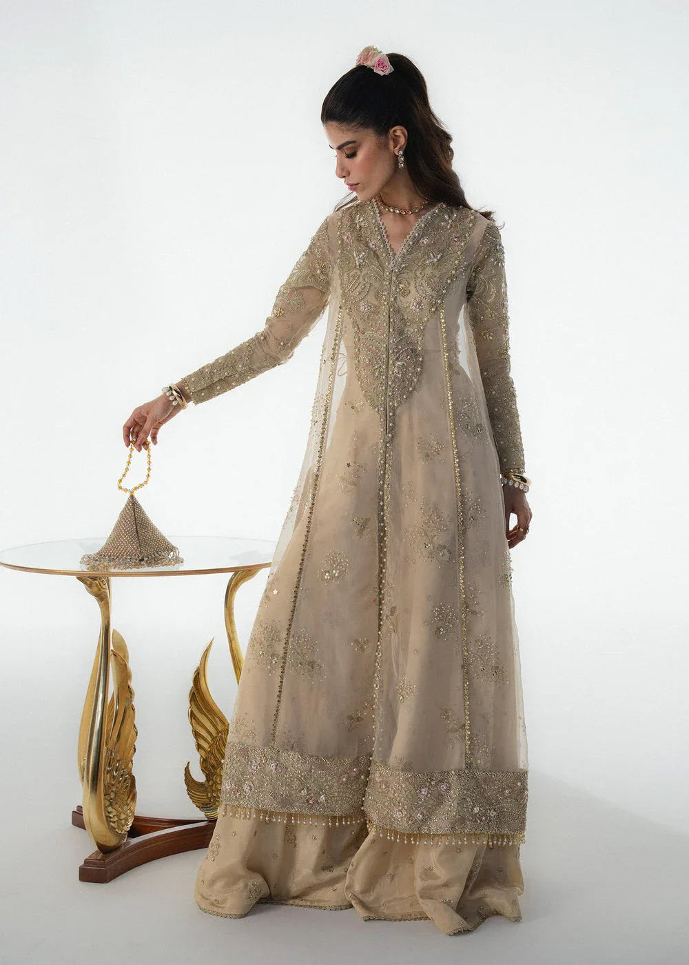 Sadaf Fawad Khan | Festive 25 | Ivory Celeste - Aqsa Fabrics