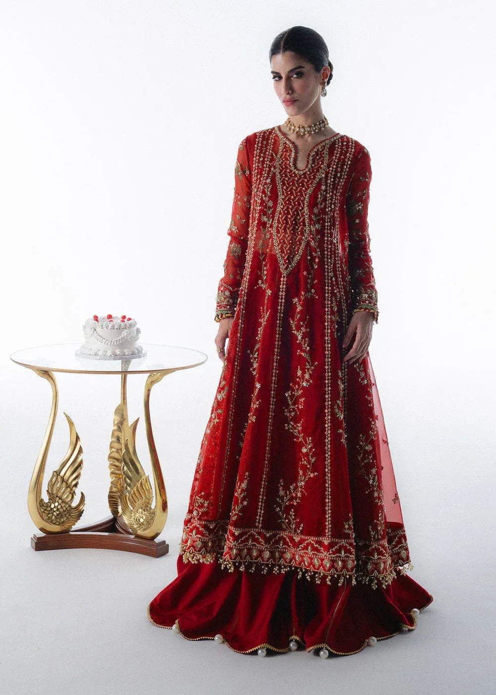 Sadaf Fawad Khan | Festive 25 | Scarlet - Aqsa Fabrics