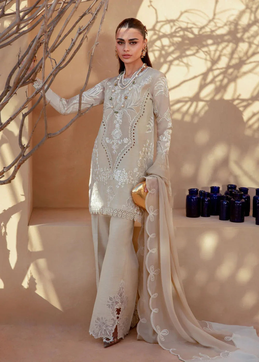 Saira Shakira | Rosea Casual Pret 25 | Latte Glow - Aqsa Fabrics