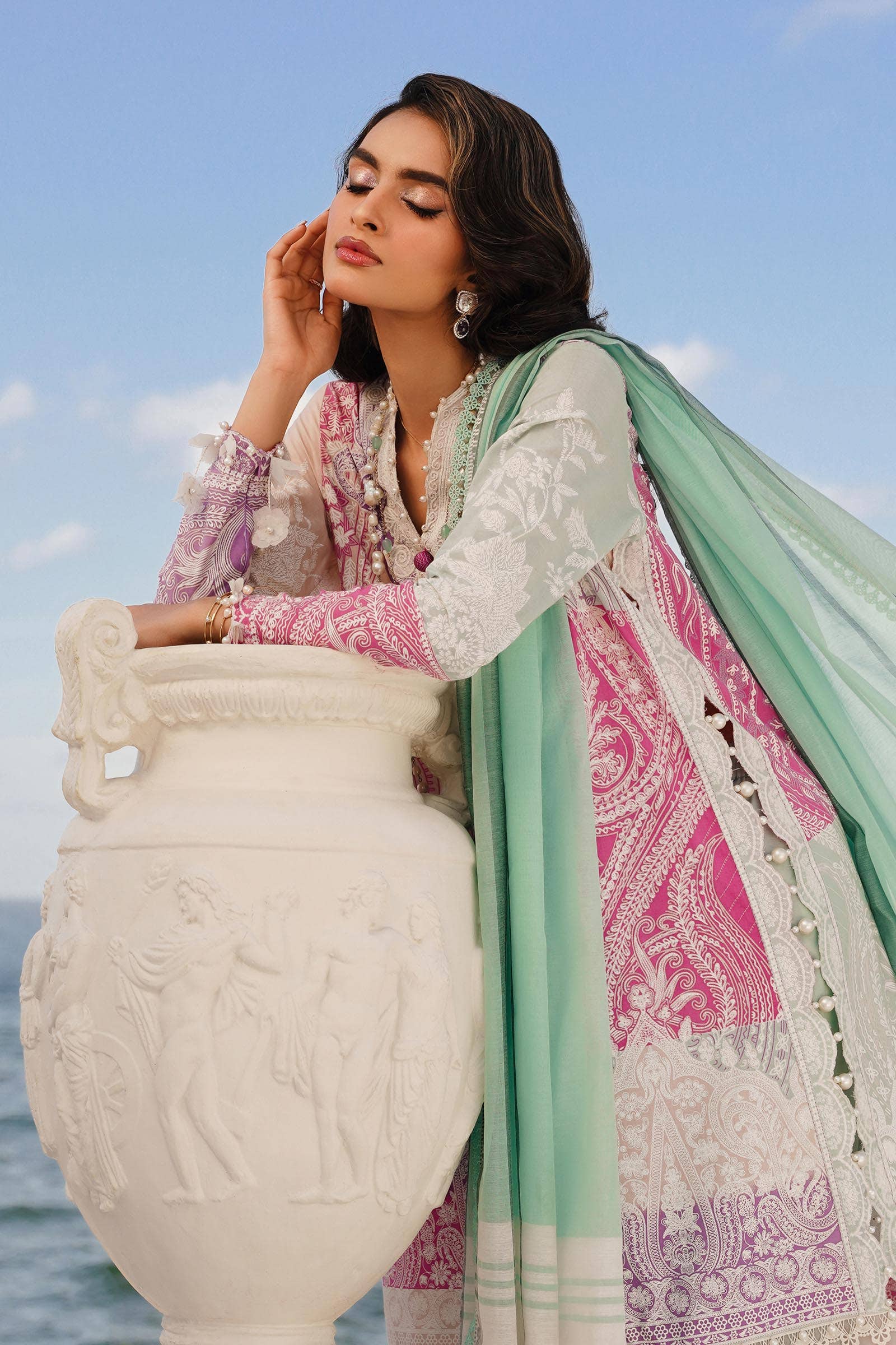 Sana Safinaz | Muzlin Spring 24 | M241-015B-DG - Aqsa Fabrics