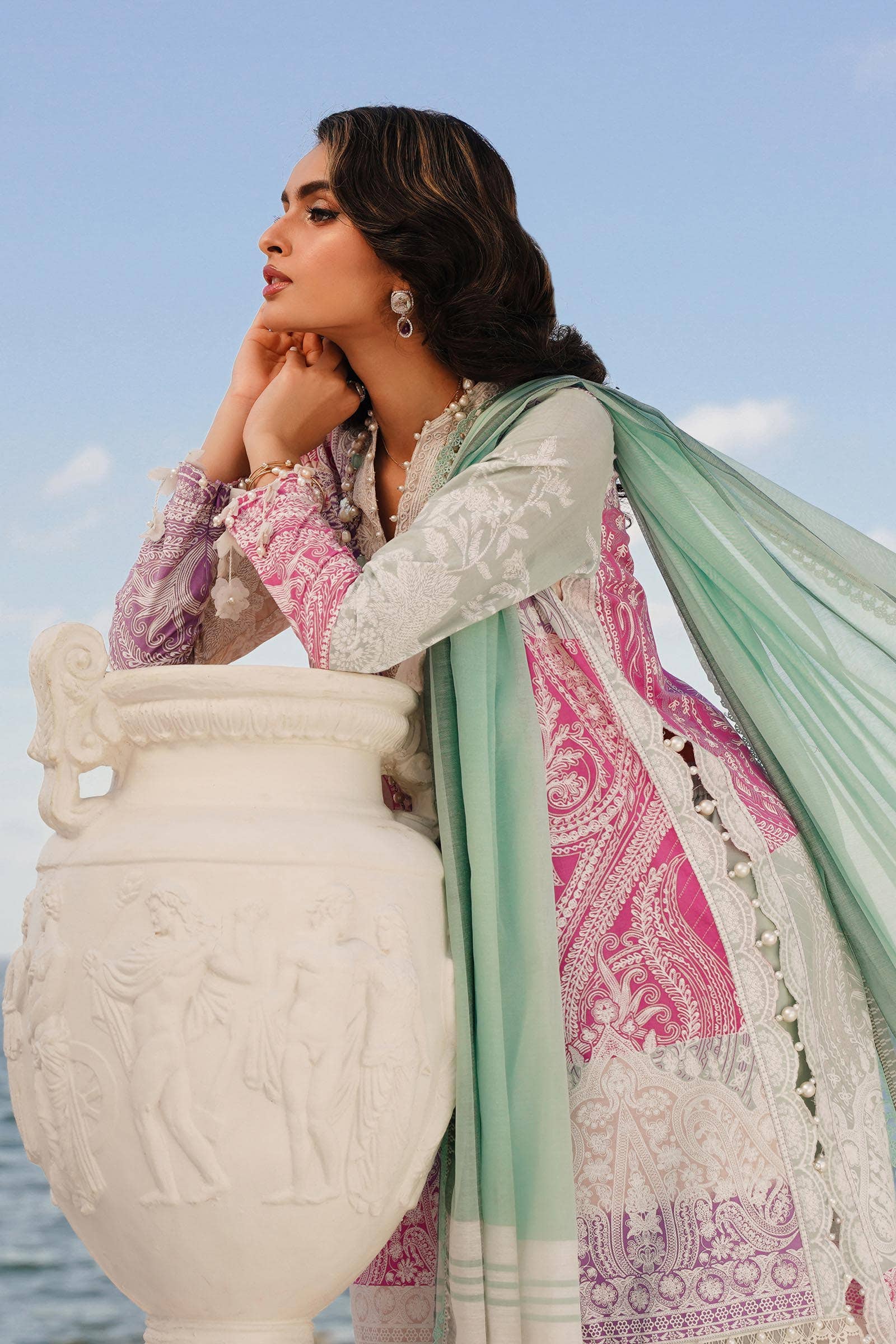 Sana Safinaz | Muzlin Spring 24 | M241-015B-DG - Aqsa Fabrics