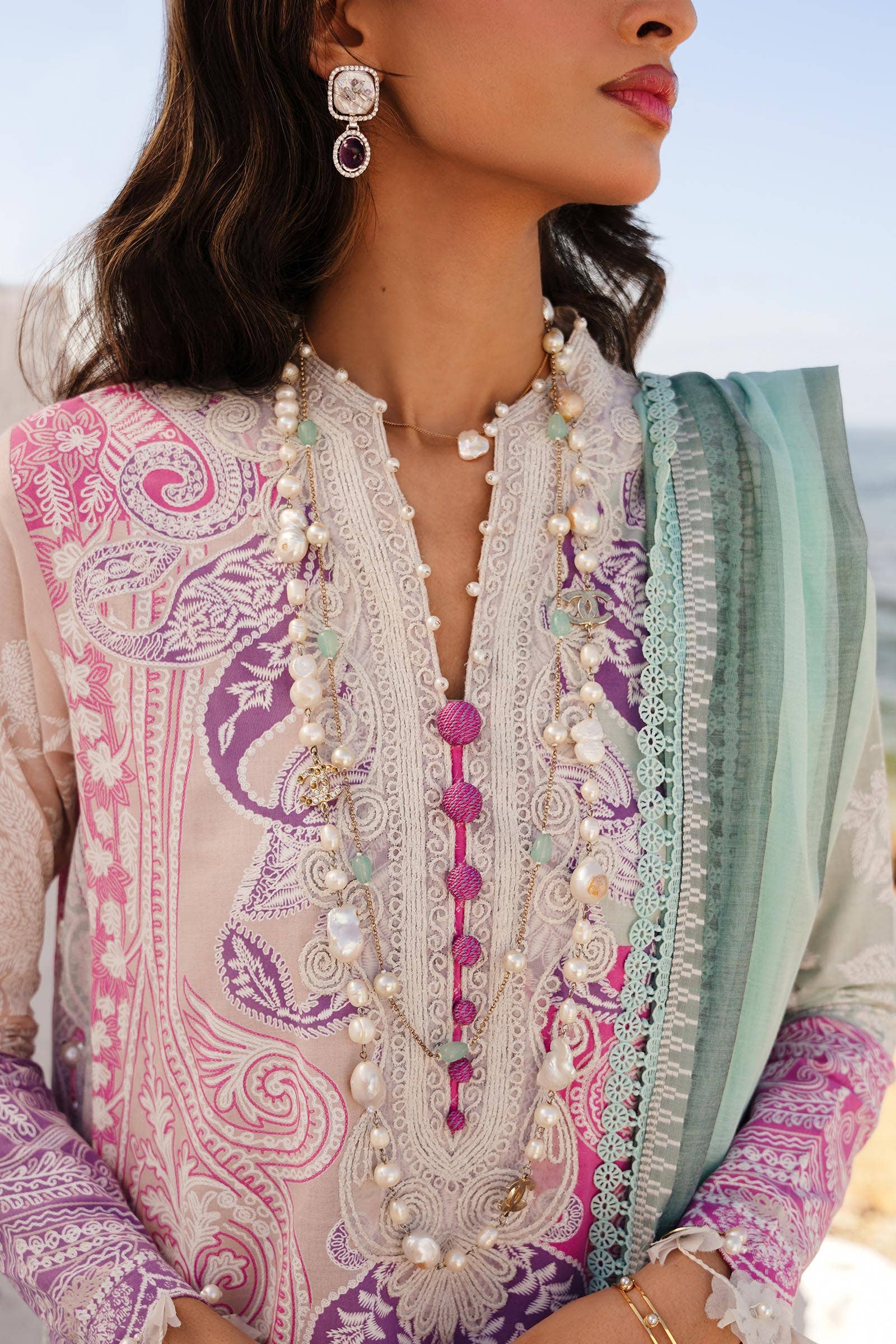 Sana Safinaz | Muzlin Spring 24 | M241-015B-DG - Aqsa Fabrics