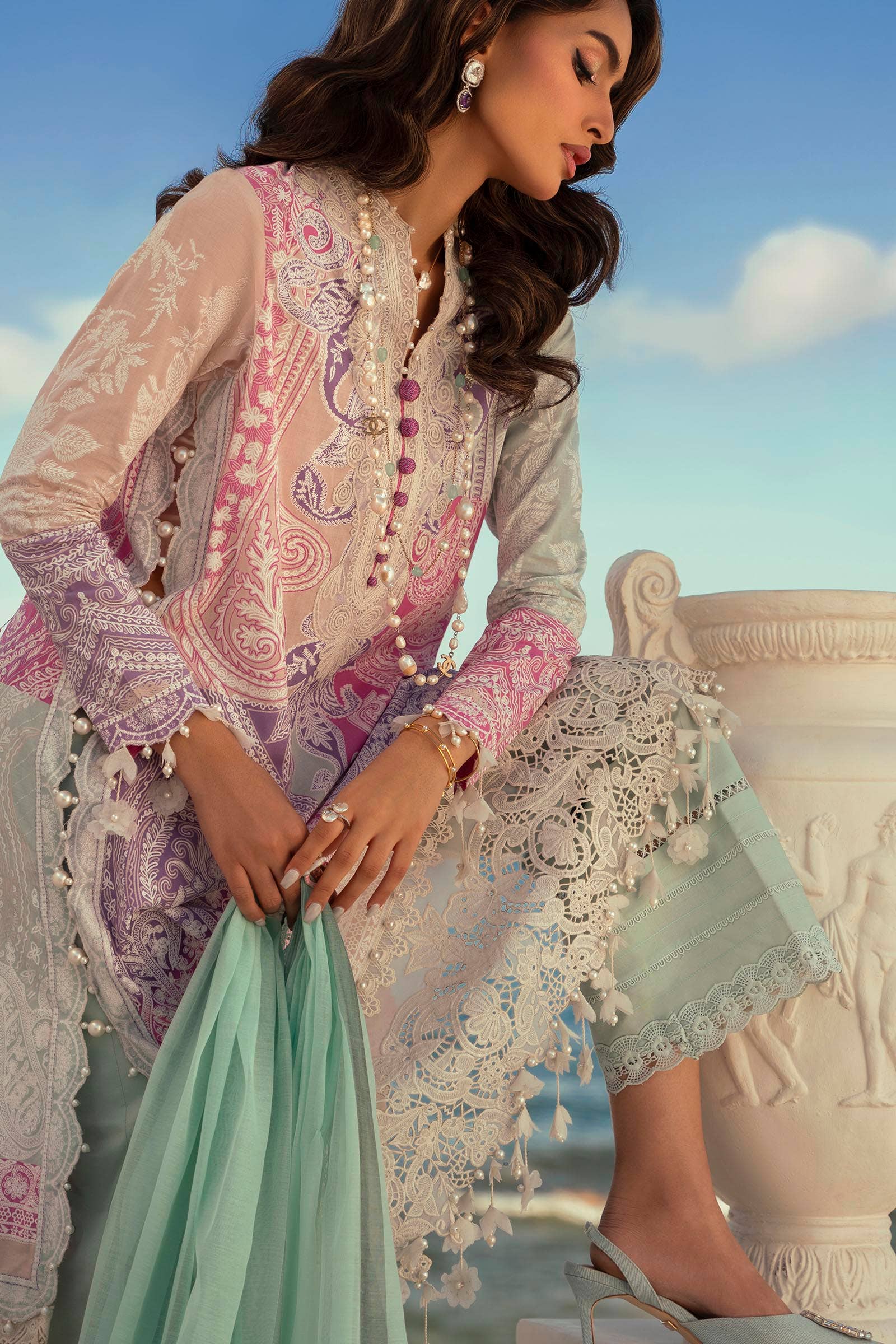 Sana Safinaz | Muzlin Spring 24 | M241-015B-DG - Aqsa Fabrics