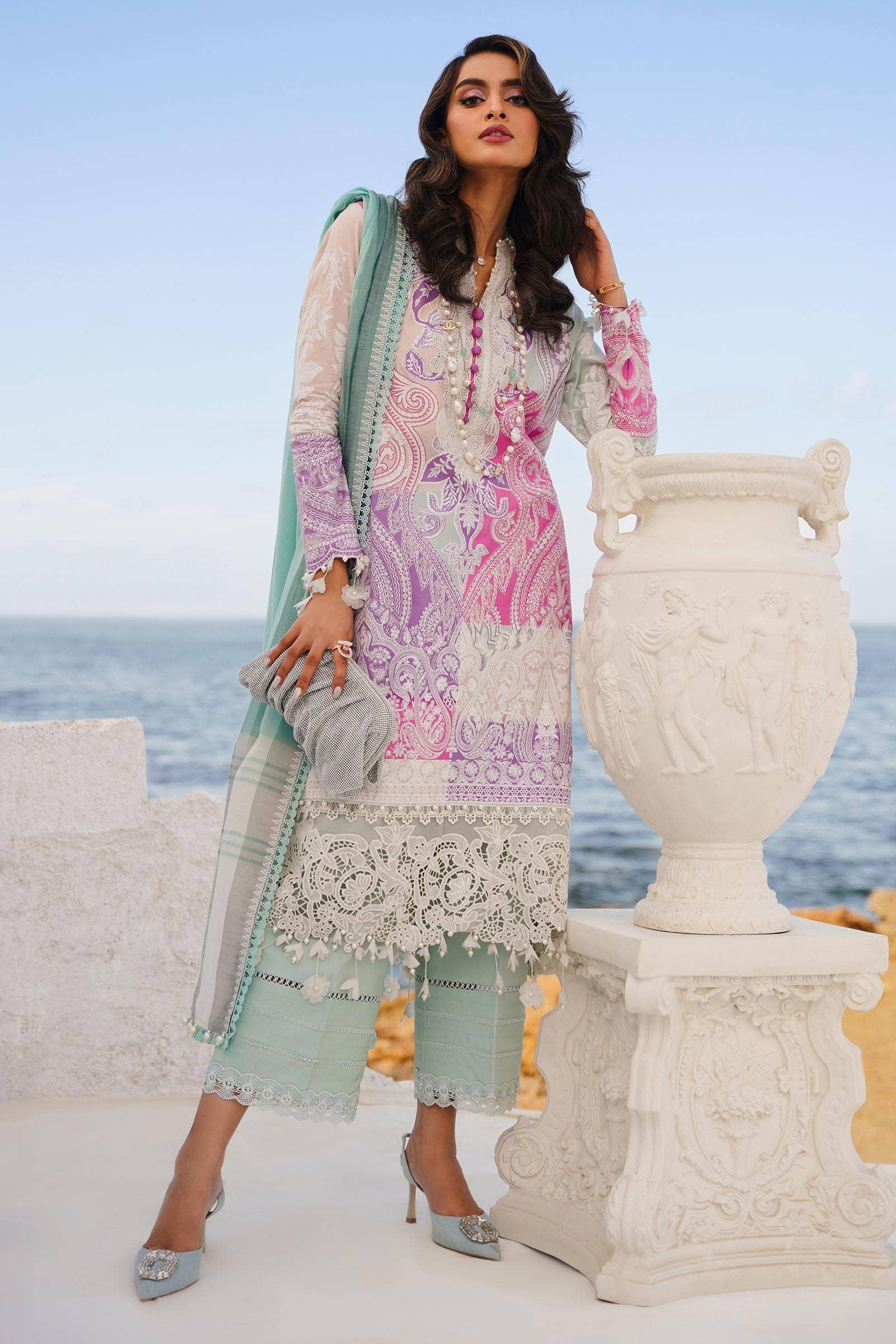 Sana Safinaz | Muzlin Spring 24 | M241-015B-DG - Aqsa Fabrics