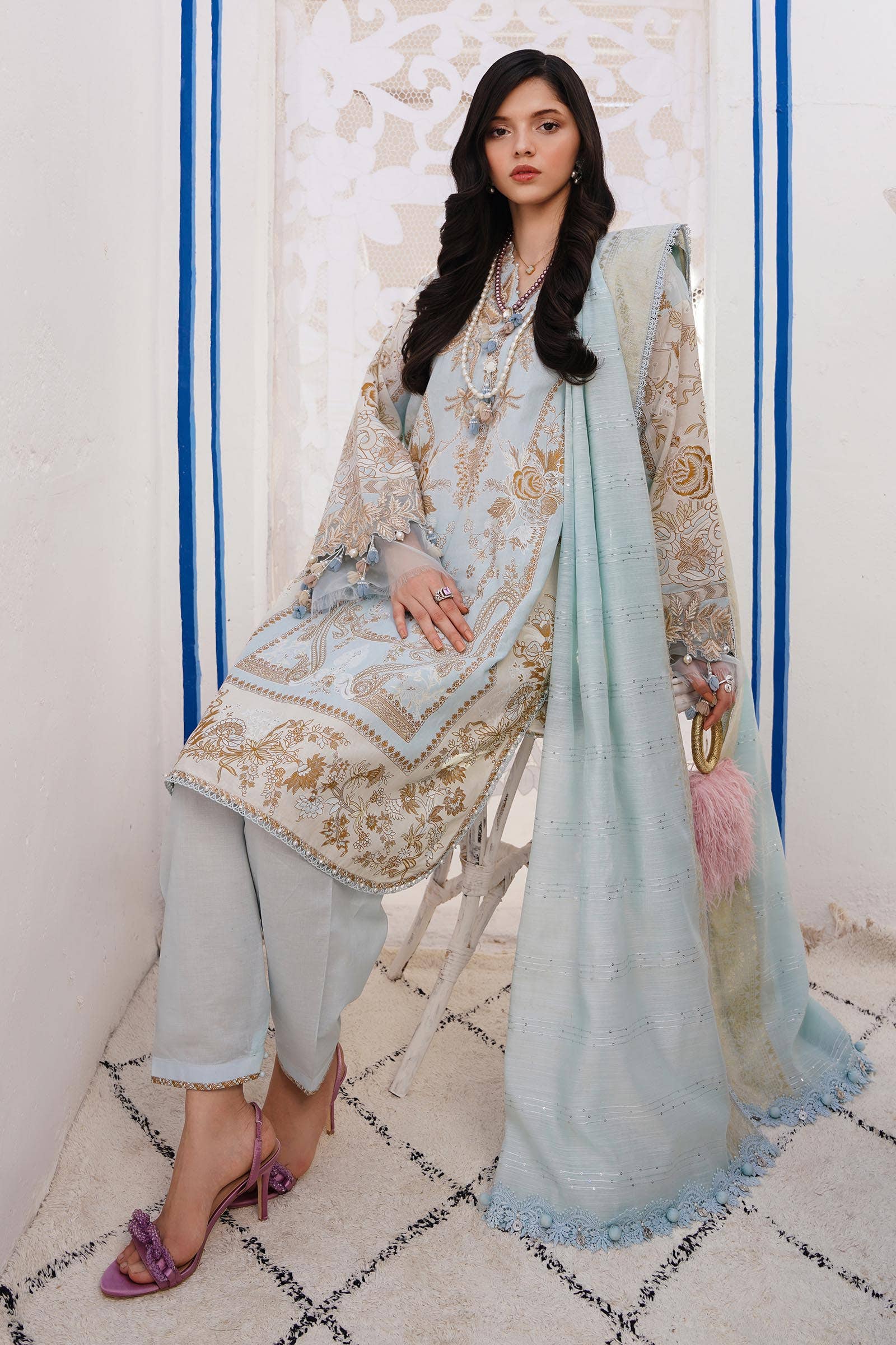 Sana Safinaz | Muzlin Spring 24 | M241-018B-CM - Aqsa Fabrics