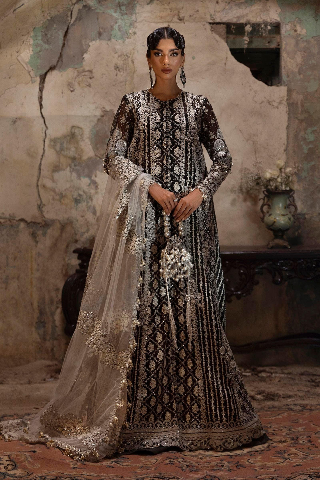 Sana Safinaz | Nura Vol. I 2025 | Woven Net 3 Piece Suit (N251-003-3CX) - Aqsa Fabrics