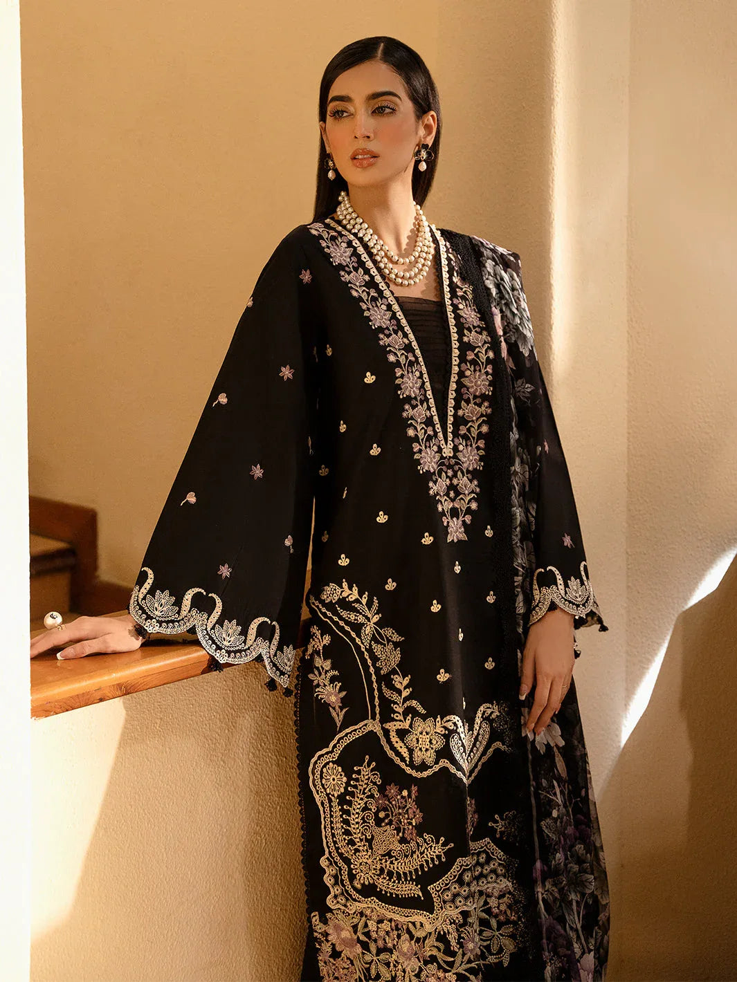 Izel | Dastak Luxury Lawn | QALAH - Aqsa Fabrics