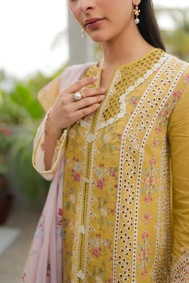 Qalamkar | Q Line Lawn Collection | JK-15 MIEL - Aqsa Fabrics