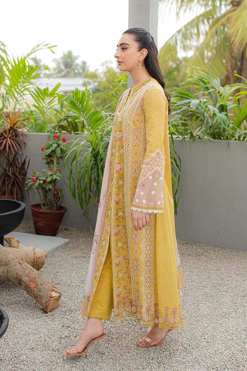 Qalamkar | Q Line Lawn Collection | JK-15 MIEL - Aqsa Fabrics