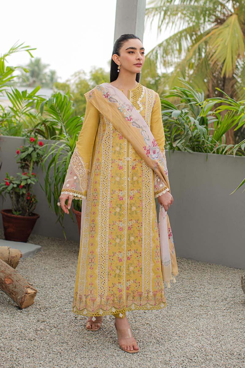 Qalamkar | Q Line Lawn Collection | JK-15 MIEL - Aqsa Fabrics