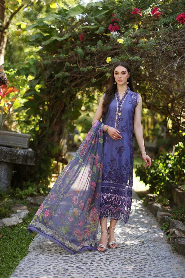 Noor by Saadia Asad | Luxury Chikankari Lawn24 | D8-A Purple - Aqsa Fabrics