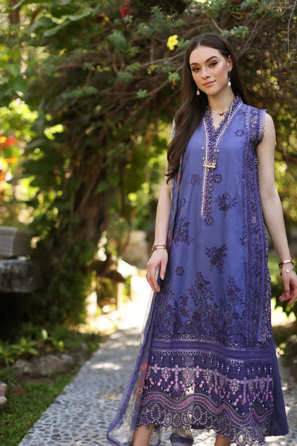 Noor by Saadia Asad | Luxury Chikankari Lawn24 | D8-A Purple - Aqsa Fabrics