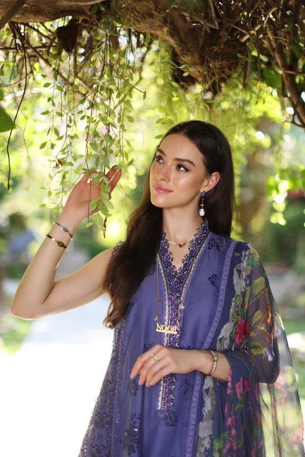 Noor by Saadia Asad | Luxury Chikankari Lawn24 | D8-A Purple - Aqsa Fabrics