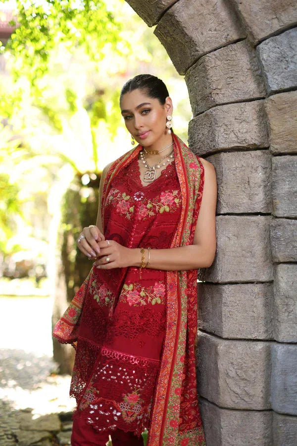 Noor by Saadia Asad | Luxury Chikankari Lawn24 | D12-A Red Chevron - Aqsa Fabrics