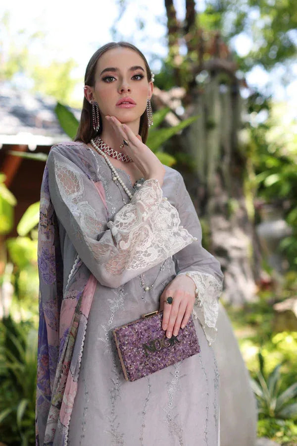 Noor by Saadia Asad | Luxury Chikankari Lawn24 | D1-B Grey Ombre - Aqsa Fabrics