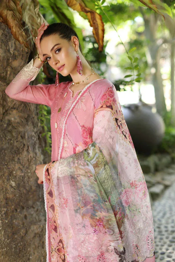 Noor by Saadia Asad | Luxury Chikankari Lawn24 | D1-A Pink Ombre - Aqsa Fabrics