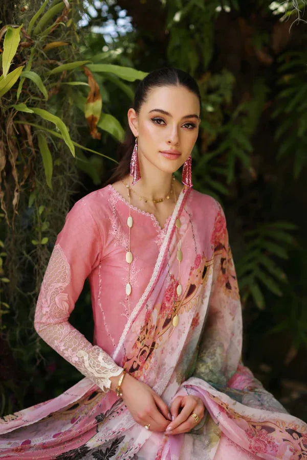 Noor by Saadia Asad | Luxury Chikankari Lawn24 | D1-A Pink Ombre - Aqsa Fabrics