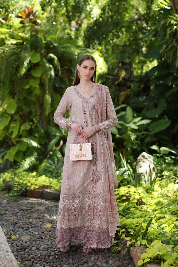 Noor by Saadia Asad | Luxury Chikankari Lawn24 | D3-A Mink Schifli - Aqsa Fabrics