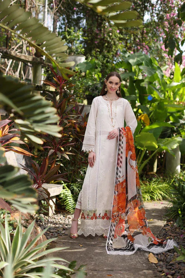 Noor by Saadia Asad | Luxury Chikankari Lawn24 | D6-B White Laser - Aqsa Fabrics