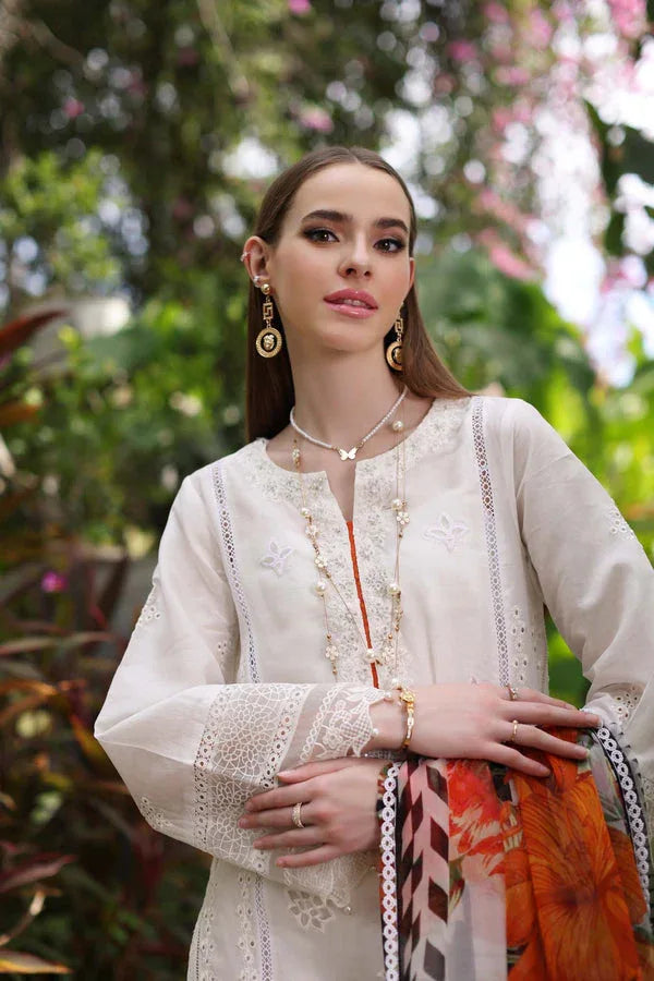 Noor by Saadia Asad | Luxury Chikankari Lawn24 | D6-B White Laser - Aqsa Fabrics