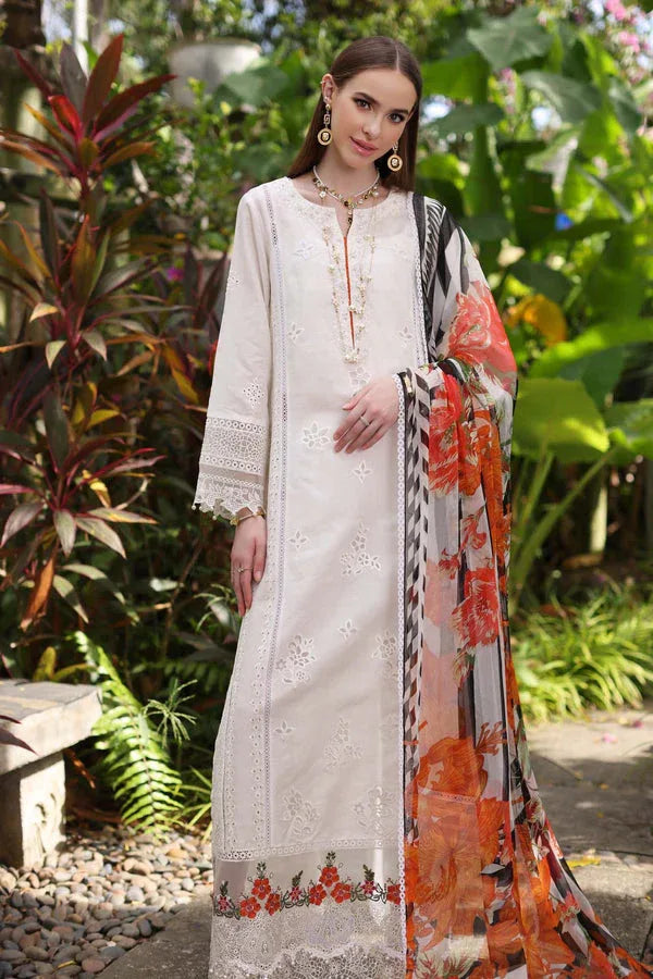 Noor by Saadia Asad | Luxury Chikankari Lawn24 | D6-B White Laser - Aqsa Fabrics