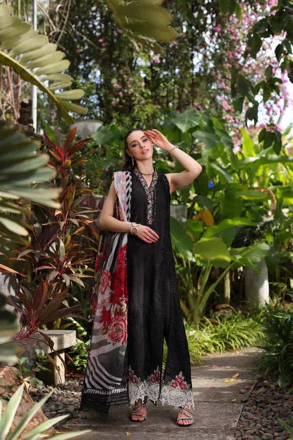 Noor by Saadia Asad | Luxury Chikankari Lawn24 | D6-A Black Laser - Aqsa Fabrics