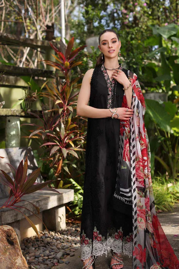 Noor by Saadia Asad | Luxury Chikankari Lawn24 | D6-A Black Laser - Aqsa Fabrics