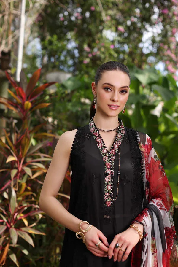 Noor by Saadia Asad | Luxury Chikankari Lawn24 | D6-A Black Laser - Aqsa Fabrics
