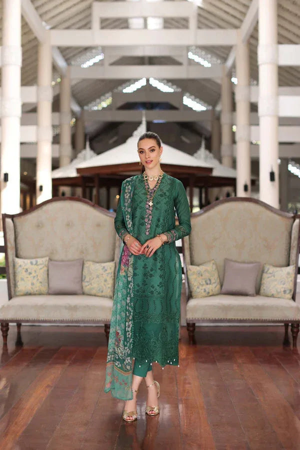 Noor by Saadia Asad | Luxury Chikankari Lawn24 | D4-A Green Laser - Aqsa Fabrics
