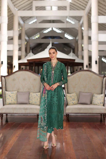 Noor by Saadia Asad | Luxury Chikankari Lawn24 | D4-A Green Laser - Aqsa Fabrics