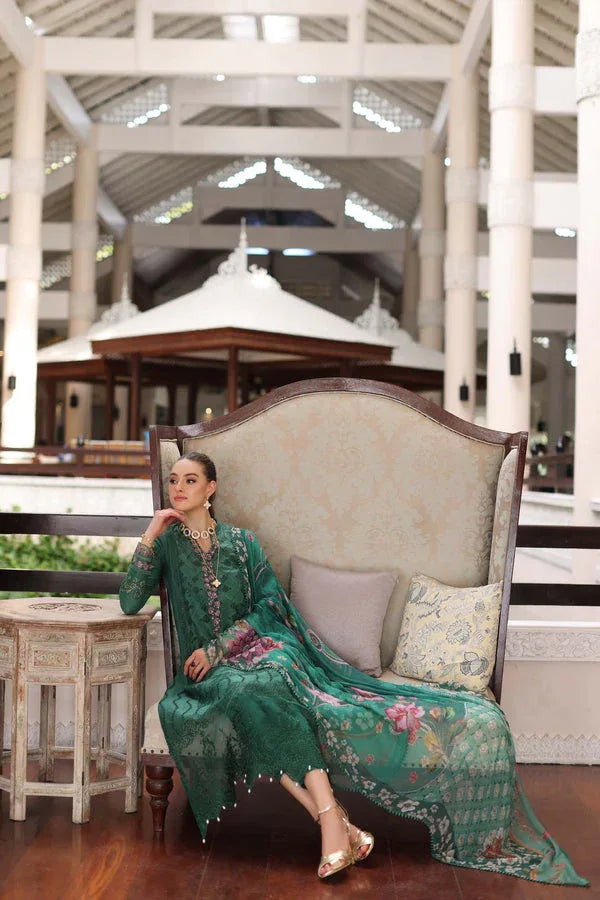 Noor by Saadia Asad | Luxury Chikankari Lawn24 | D4-A Green Laser - Aqsa Fabrics