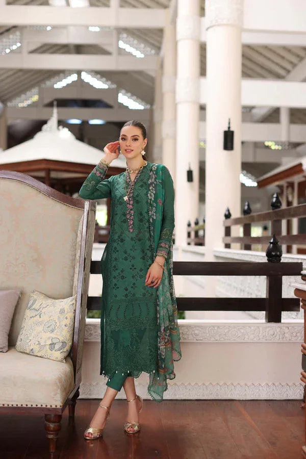 Noor by Saadia Asad | Luxury Chikankari Lawn24 | D4-A Green Laser - Aqsa Fabrics