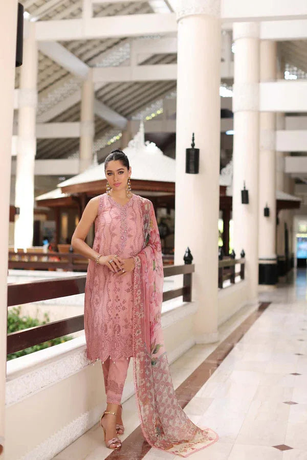 Noor by Saadia Asad | Luxury Chikankari Lawn24 | D4-B Pink Laser - Aqsa Fabrics