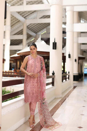 Noor by Saadia Asad | Luxury Chikankari Lawn24 | D4-B Pink Laser - Aqsa Fabrics