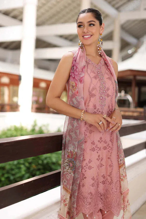 Noor by Saadia Asad | Luxury Chikankari Lawn24 | D4-B Pink Laser - Aqsa Fabrics