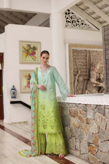 Noor by Saadia Asad | Luxury Chikankari Lawn24 | D5-A Aqua Ombre - Aqsa Fabrics